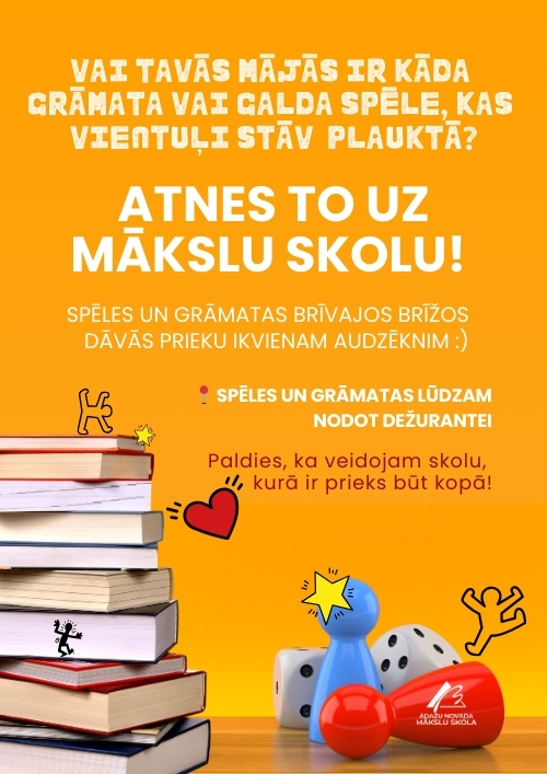 Atnes uz skolu grāmatu vai galda spēli!